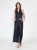 Button down halter neck sleeveless vest JACKET Gracia Fashion 
