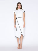 Cap Sleeve Asymmetrical Tie Wrap Dress DRESS Gracia Fashion WHITE S 