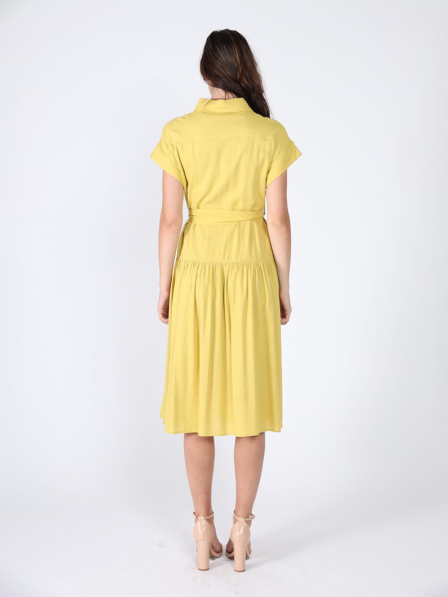Cap Sleeve Dress with Ribbon Belt DRESS Gracia Fashion 