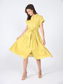 Cap Sleeve Dress with Ribbon Belt DRESS Gracia Fashion 