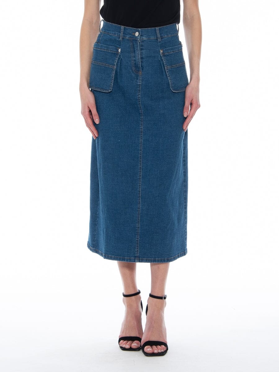 Cargo Denim Long Pencil Skirt SKIRT Gracia Fashion DENIM S 
