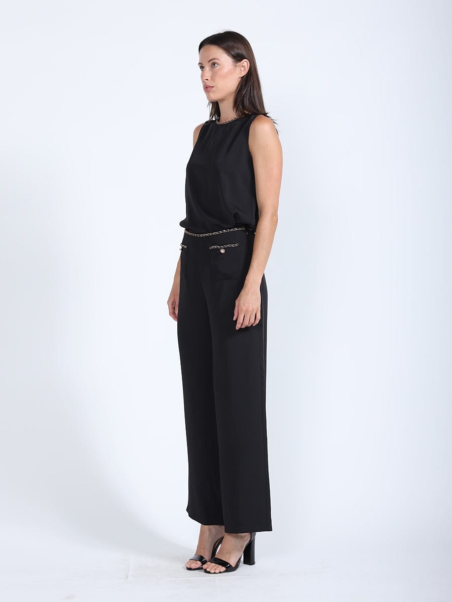 Chain Embellished Neckline Sleeveless Top TOP Gracia Fashion 