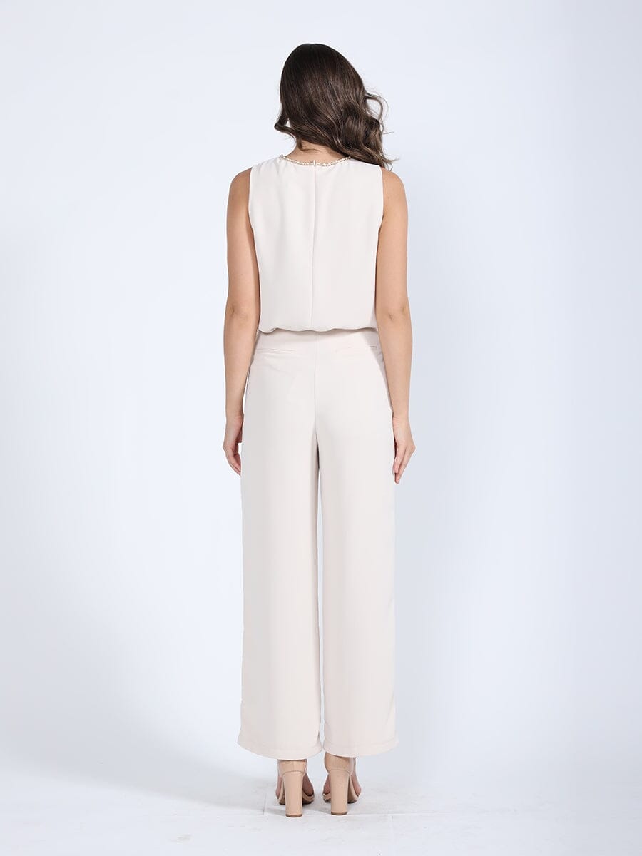 Chain Embellished Neckline Sleeveless Top TOP Gracia Fashion 