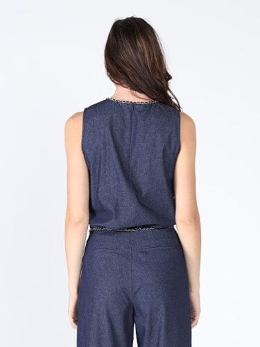 Chain Embellished Neckline Sleeveless Top TOP Gracia Fashion 