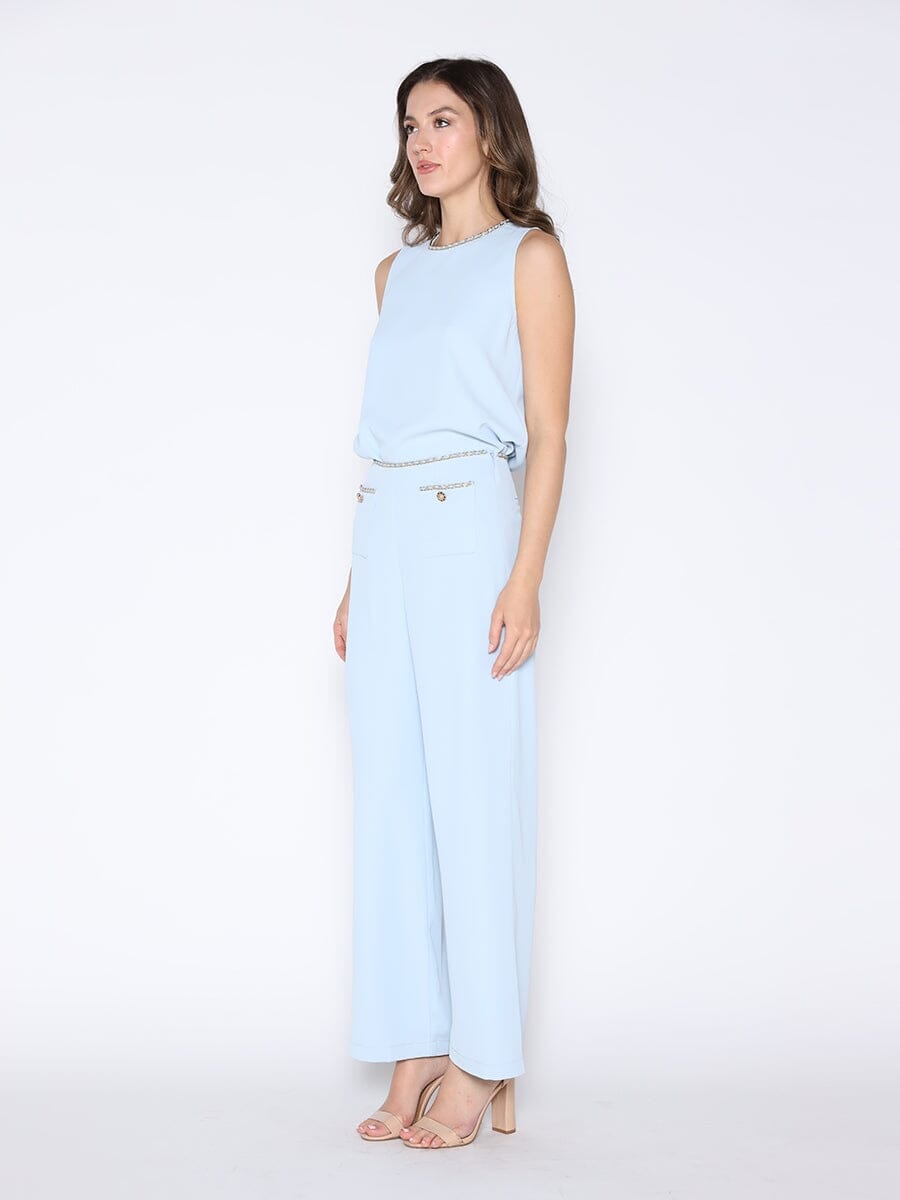 Chain Embellished Neckline Sleeveless Top TOP Gracia Fashion 