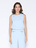 Chain Embellished Neckline Sleeveless Top TOP Gracia Fashion L/BLUE S 