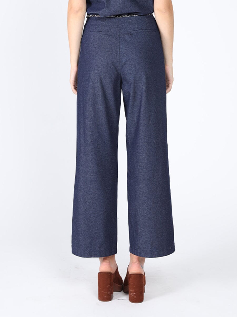Chain Embellished Waistline Wide Leg Pant PANTS Gracia Fashion 