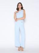 Chain Embellished Waistline Wide Leg Pants PANTS Gracia Fashion 