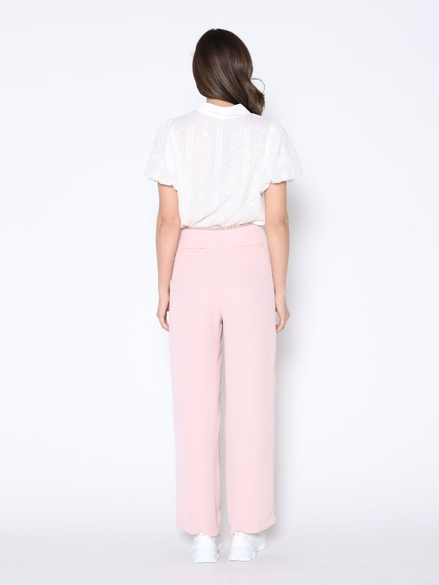 Chain Embellished Waistline Wide Leg Pants PANTS Gracia Fashion 