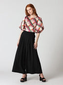 Check Pattern Puff Sleeve Peplum Top TOP Gracia Fashion 