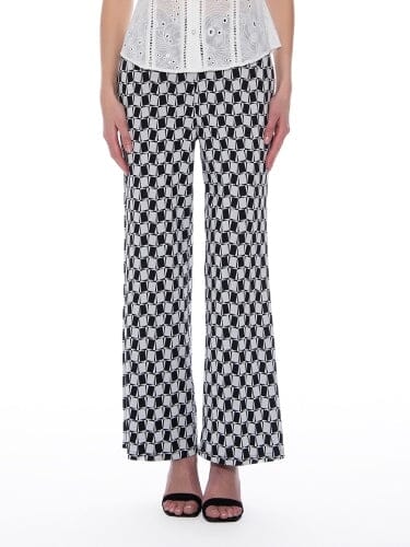 Check Print Straight Leg Pajama Set Pants PANTS Gracia Fashion BLACK/WHITE S 