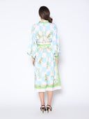 Checkmate Print Long Sleeve Tie Belted Dress DRESS Gracia Fashion 