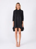 Chest Lace Work Front Button Open Dress DRESS Gracia Fashion BLACK S 