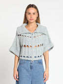 Chunky Knit Cropped Cardigan SWEATER Gracia Fashion GREY S 