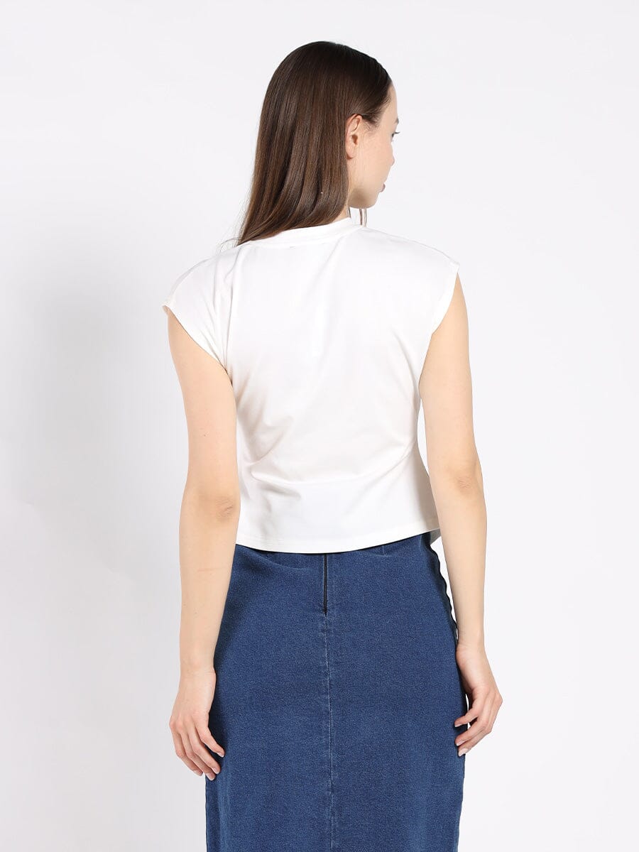 Cinched Side T-Shirt TOP Gracia Fashion 