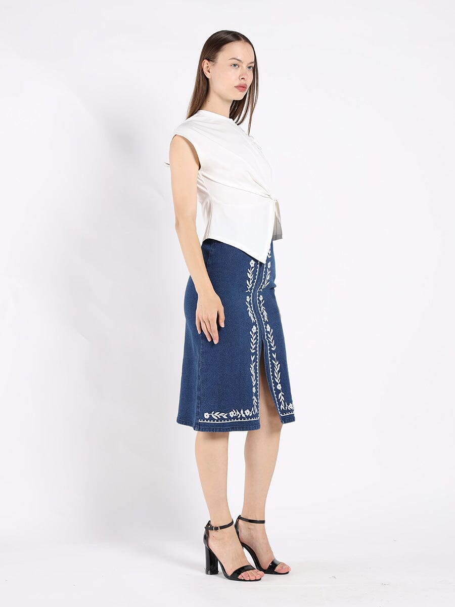 Cinched Side T-Shirt TOP Gracia Fashion 