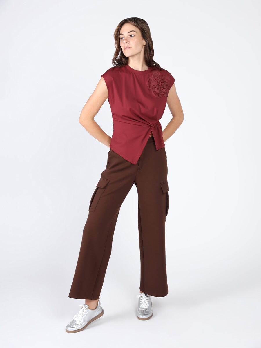Cinched Side T-Shirt TOP Gracia Fashion 