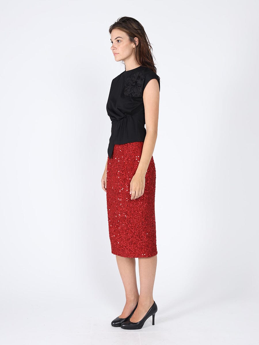 Cinched Side T-Shirt TOP Gracia Fashion 