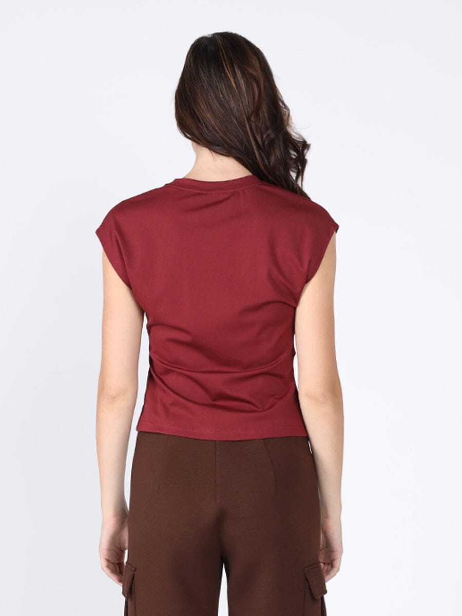 Cinched Side T-Shirt TOP Gracia Fashion 