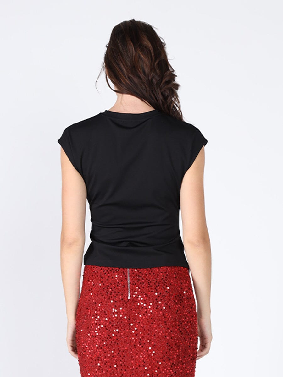 Cinched Side T-Shirt TOP Gracia Fashion 