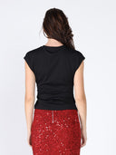 Cinched Side T-Shirt TOP Gracia Fashion 