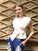 Cinched Side T-Shirt TOP Gracia Fashion WHITE S 