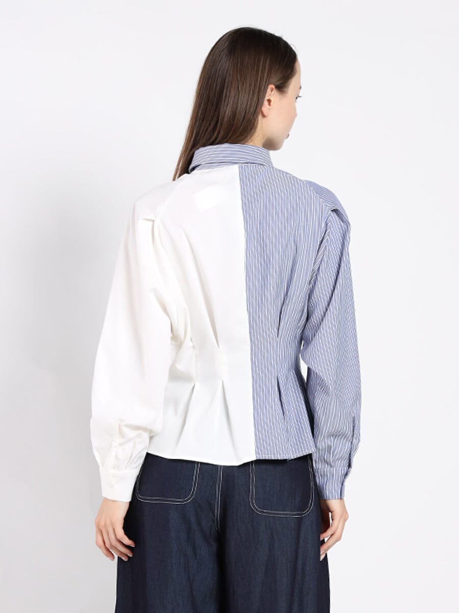 Cinched Waist Long Sleeves Button Up Top TOP Gracia Fashion 