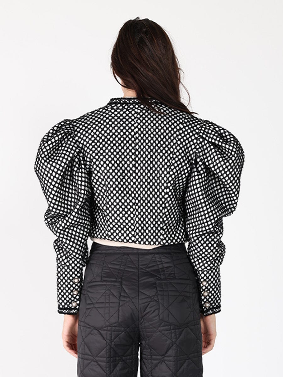 Circle Texture Fabric Long Sleeve Crop Jacket JACKET Gracia Fashion 