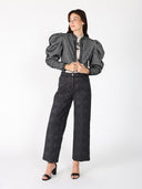 Circle Texture Fabric Long Sleeve Crop Jacket JACKET Gracia Fashion 