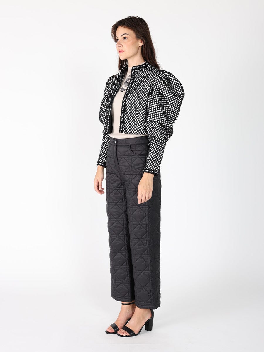 Circle Texture Fabric Long Sleeve Crop Jacket JACKET Gracia Fashion 