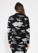 Cloud Print Button Open V-Neck Sweater SWEATER Gracia Fashion 