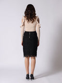 Cold Shoulder With Mesh Fabric Fitted Sweater SWEATER Gracia Fashion 