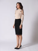 Cold Shoulder With Mesh Fabric Fitted Sweater SWEATER Gracia Fashion 