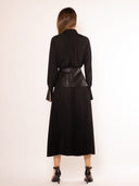 Collared Peplum Top with Pleather Details TOP Gracia Fashion 
