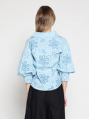 Collared Puff Sleeve Patterned Shirt TOP Gracia Fashion 