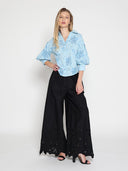 Collared Puff Sleeve Patterned Shirt TOP Gracia Fashion 