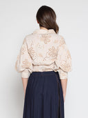 Collared Puff Sleeve Patterned Shirt TOP Gracia Fashion 