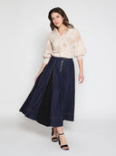 Collared Puff Sleeve Patterned Shirt TOP Gracia Fashion BEIGE S 