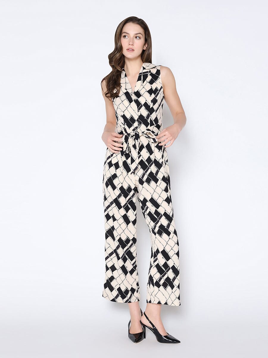 Collared Sleeveless Wide Leg Jumpsuit JUMPSUIT Gracia Fashion 
