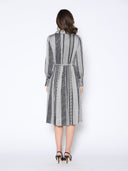 Color Block Satin Lapel Collared Belted Dress DRESSES Gracia Fashion 