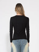 Contrast Color Asymmetrical Detail Long Sleeve Top TOP Gracia Fashion 
