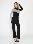 Contrast Color High Neck Long Sleeve Top TOP Gracia Fashion 