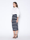 Contrast Color Striped Midi Bandage Bodycon Skirt SKIRT Gracia Fashion 