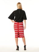 Contrast Color Striped Midi Bandage Bodycon Skirt SKIRT Gracia Fashion 