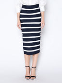 Contrast Color Striped Midi Bandage Bodycon Skirt SKIRT Gracia Fashion NAVY/WHITE S 