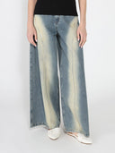 Contrast Color Wide Leg Denim Pant PANTS Gracia Fashion 