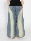 Contrast Color Wide Leg Denim Pant PANTS Gracia Fashion 