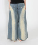 Contrast Color Wide Leg Denim Pant PANTS Gracia Fashion 