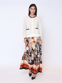 Contrast Textured Knit Button Down Cardigan TOP Gracia Fashion 