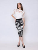 Contrast Zebra Print Back Slit Mini Knit Skirt SKIRT Gracia Fashion 